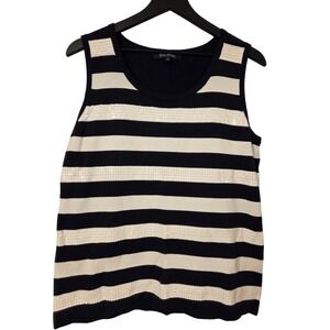 Evan-Picone Striped Tank Top‎ Sleeveless Sequin Accent Women's Large